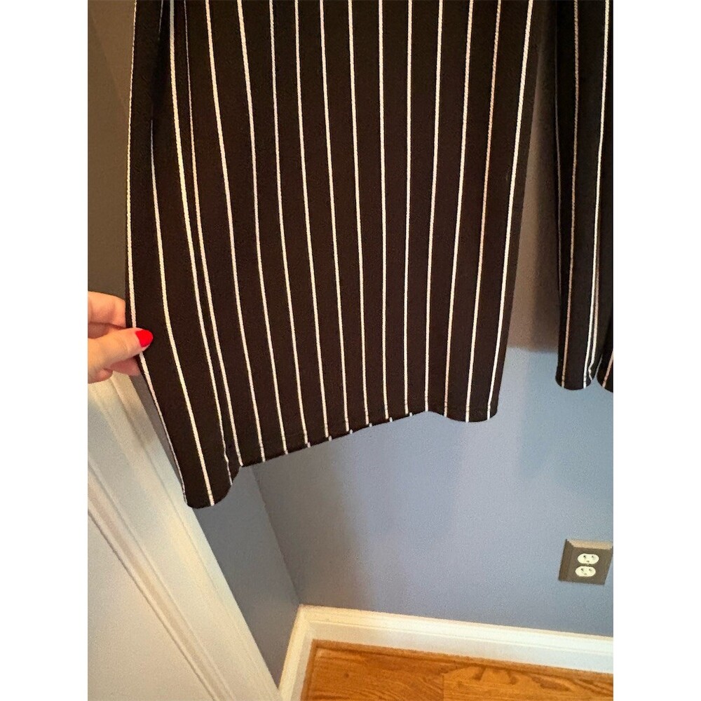 Terra & Sky Pants Womens Plus 2XL Black White Pinstripe Straight Pull-On - Picture 3 of 11